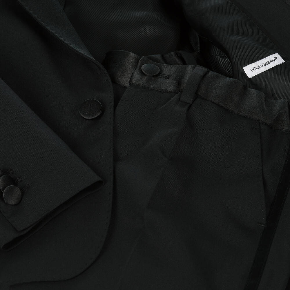 Dolce & Gabbana-Boys Black Wool 2 Piece Suit | Childrensalon