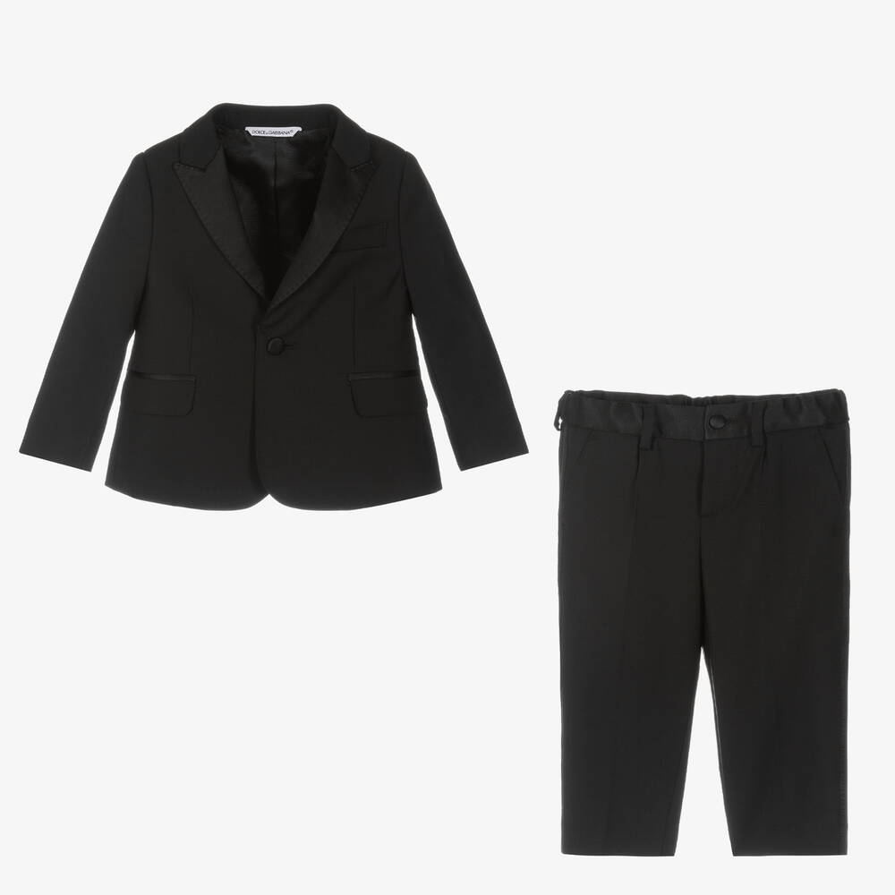 Dolce & Gabbana-Boys Black Wool 2 Piece Suit | Childrensalon