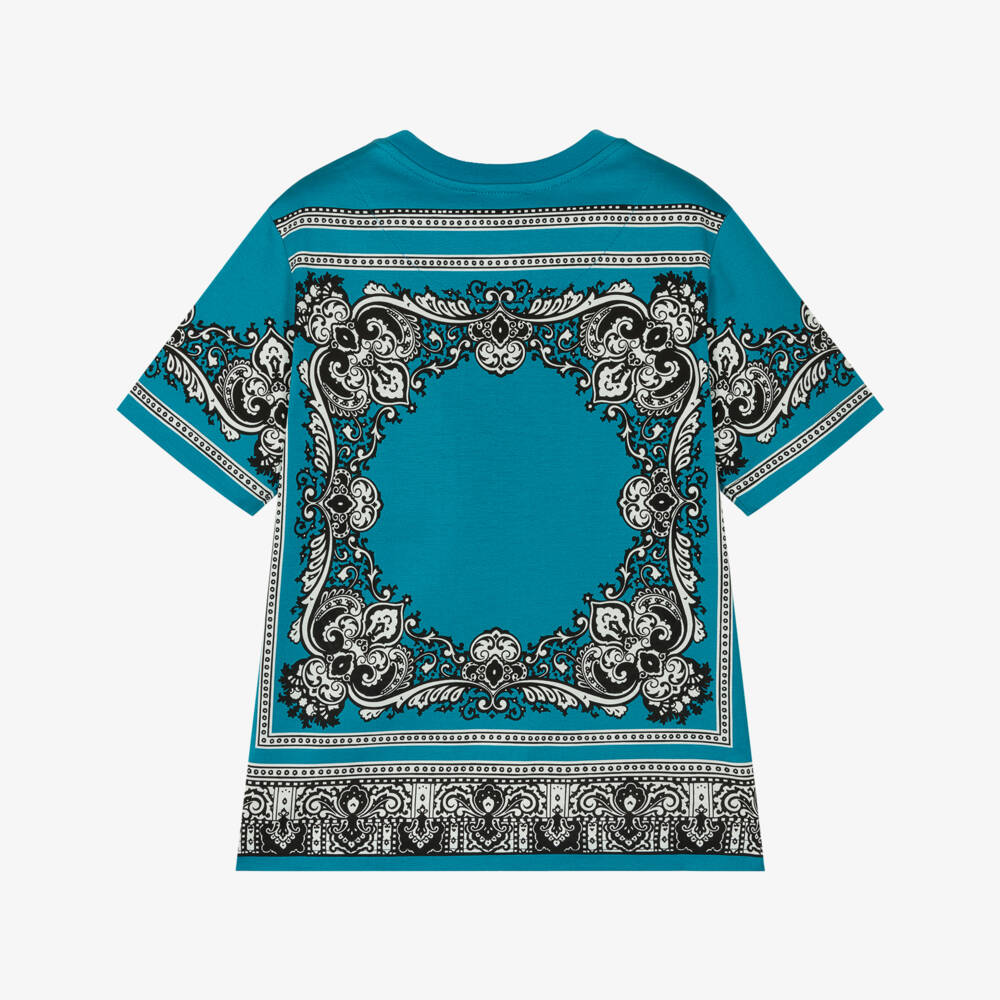 Dolce & Gabbana-Boys Blue Bandana Print T-Shirt | Childrensalon