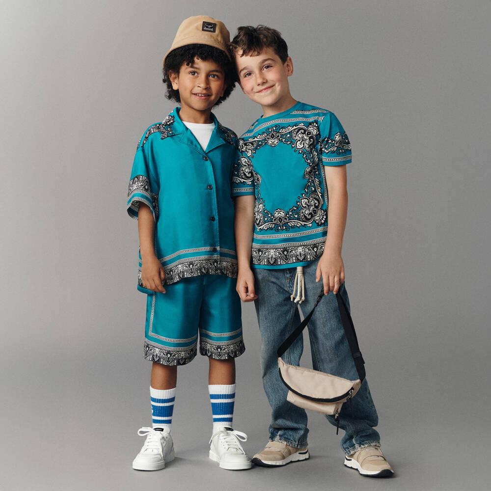 Dolce & Gabbana-Boys Blue Bandana Print T-Shirt | Childrensalon