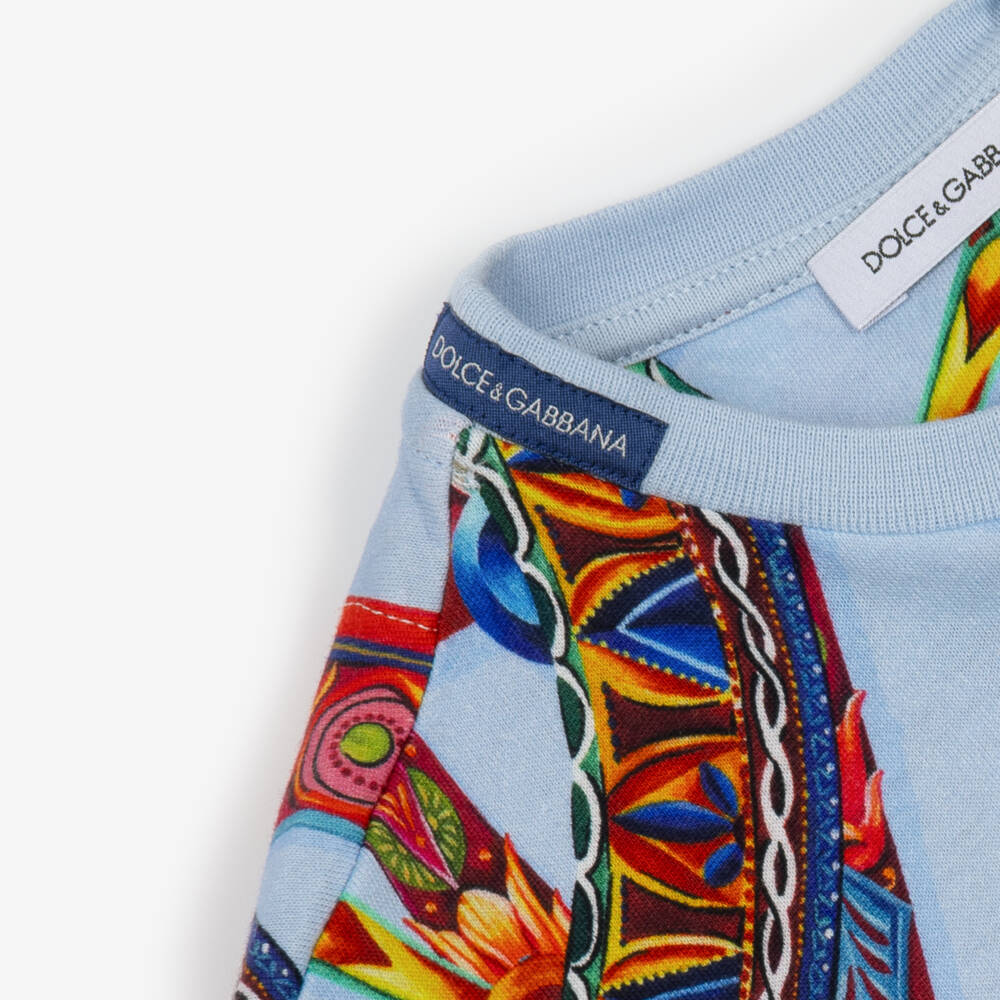Dolce & Gabbana-Boys Blue Carretto Print T-Shirt | Childrensalon