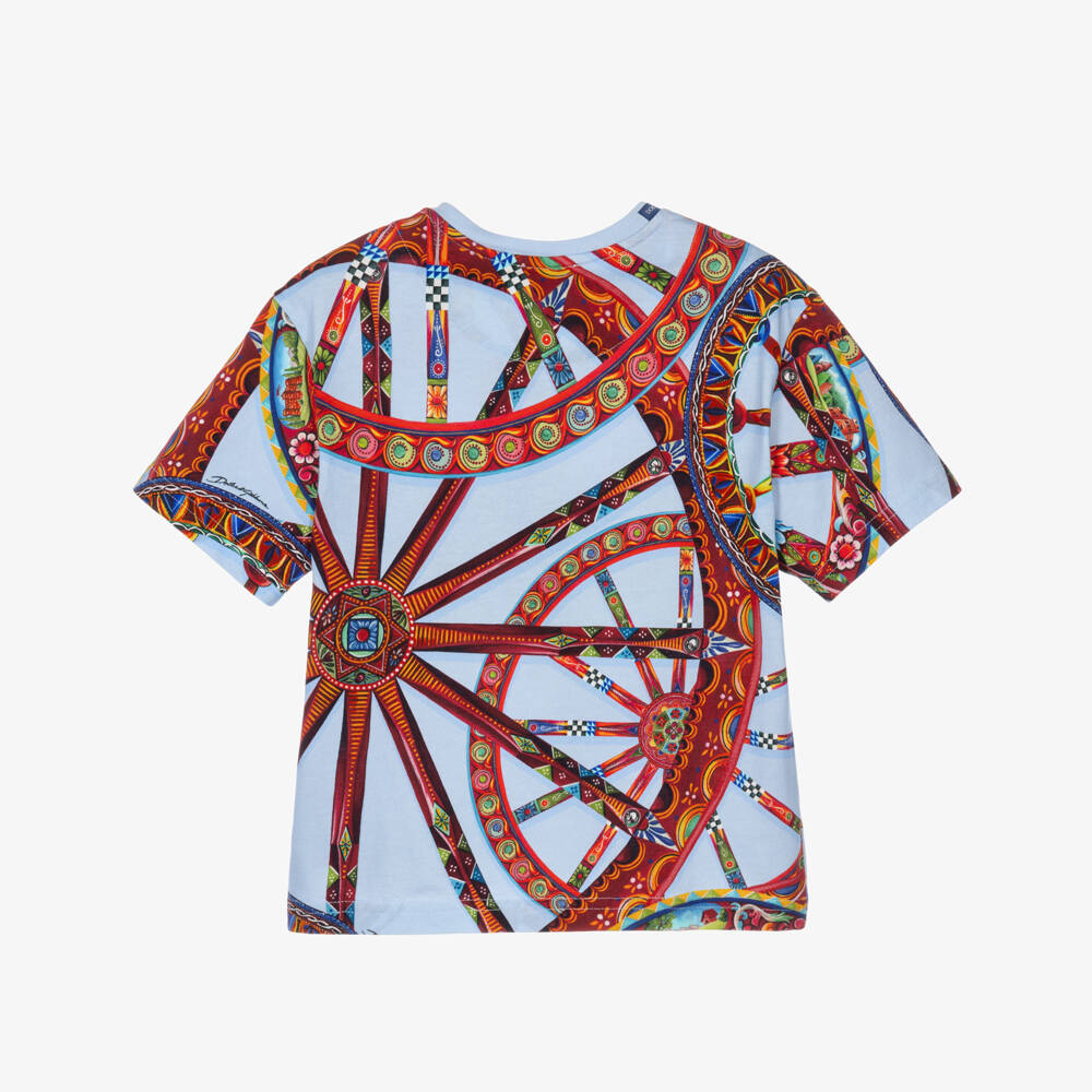 Dolce & Gabbana-Boys Blue Carretto Print T-Shirt | Childrensalon
