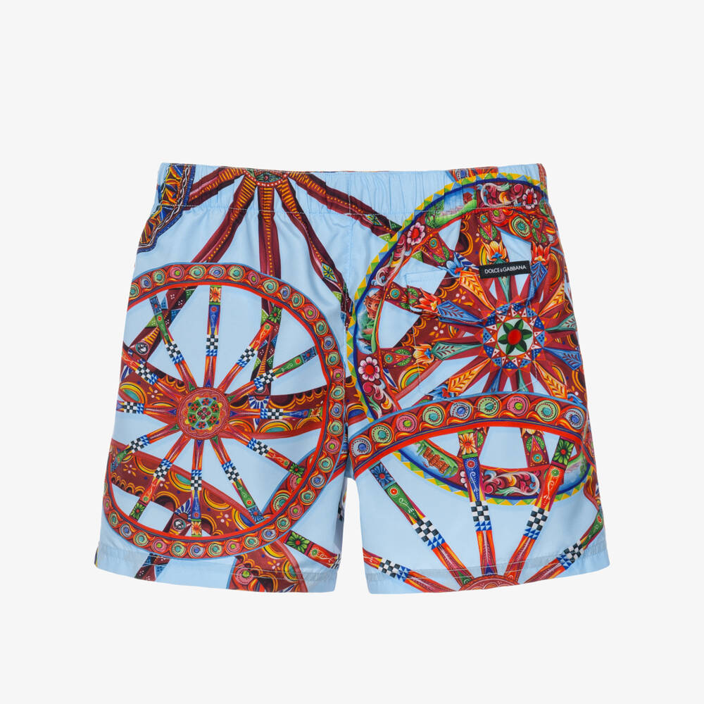 Dolce & Gabbana-Boys Blue Carretto Swim Shorts | Childrensalon