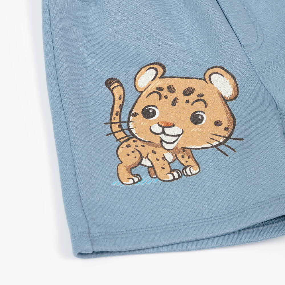 Dolce & Gabbana-Boys Blue Cotton Leopard Motif Shorts | Childrensalon