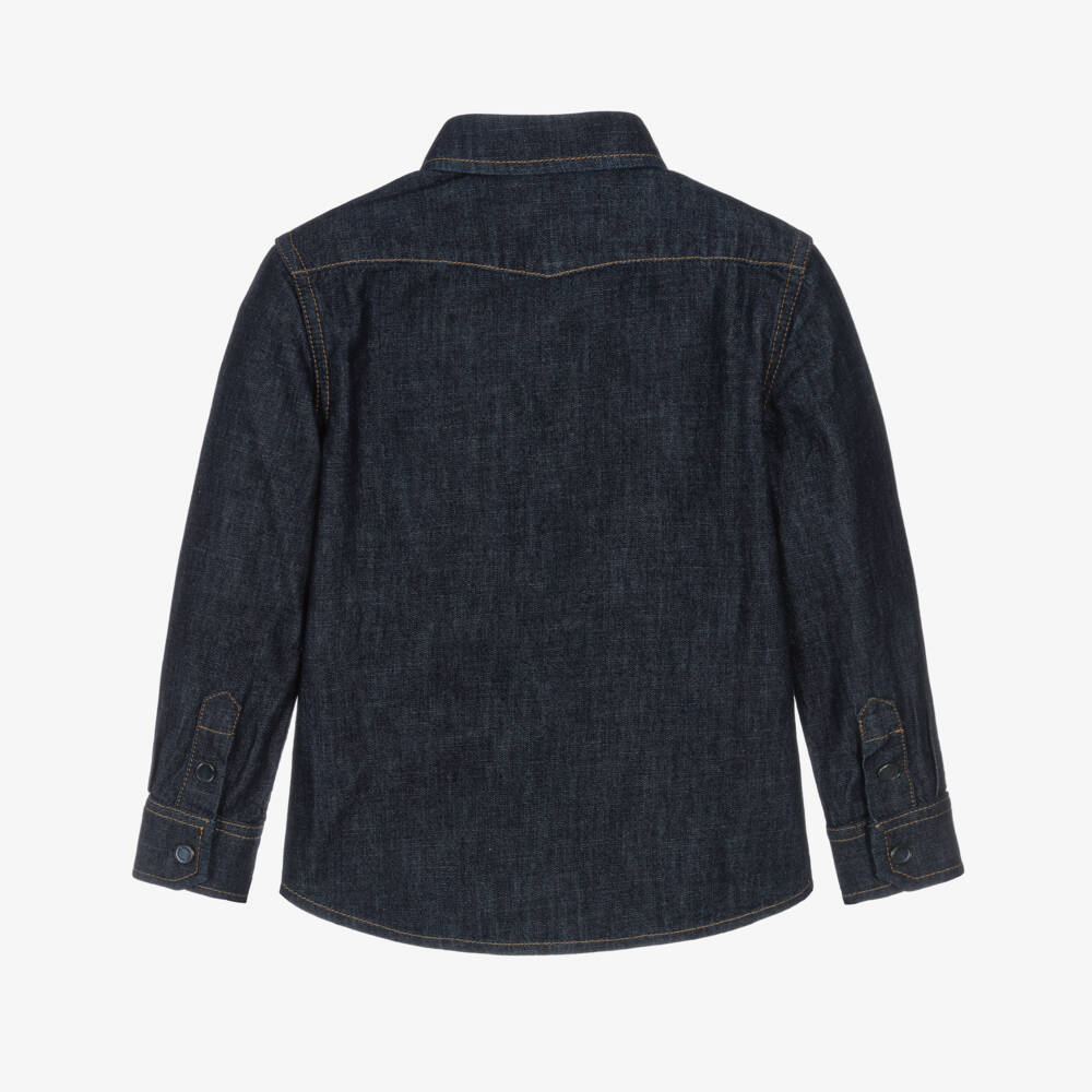 Dolce & Gabbana-Boys Blue Denim DG Crest Shirt | Childrensalon