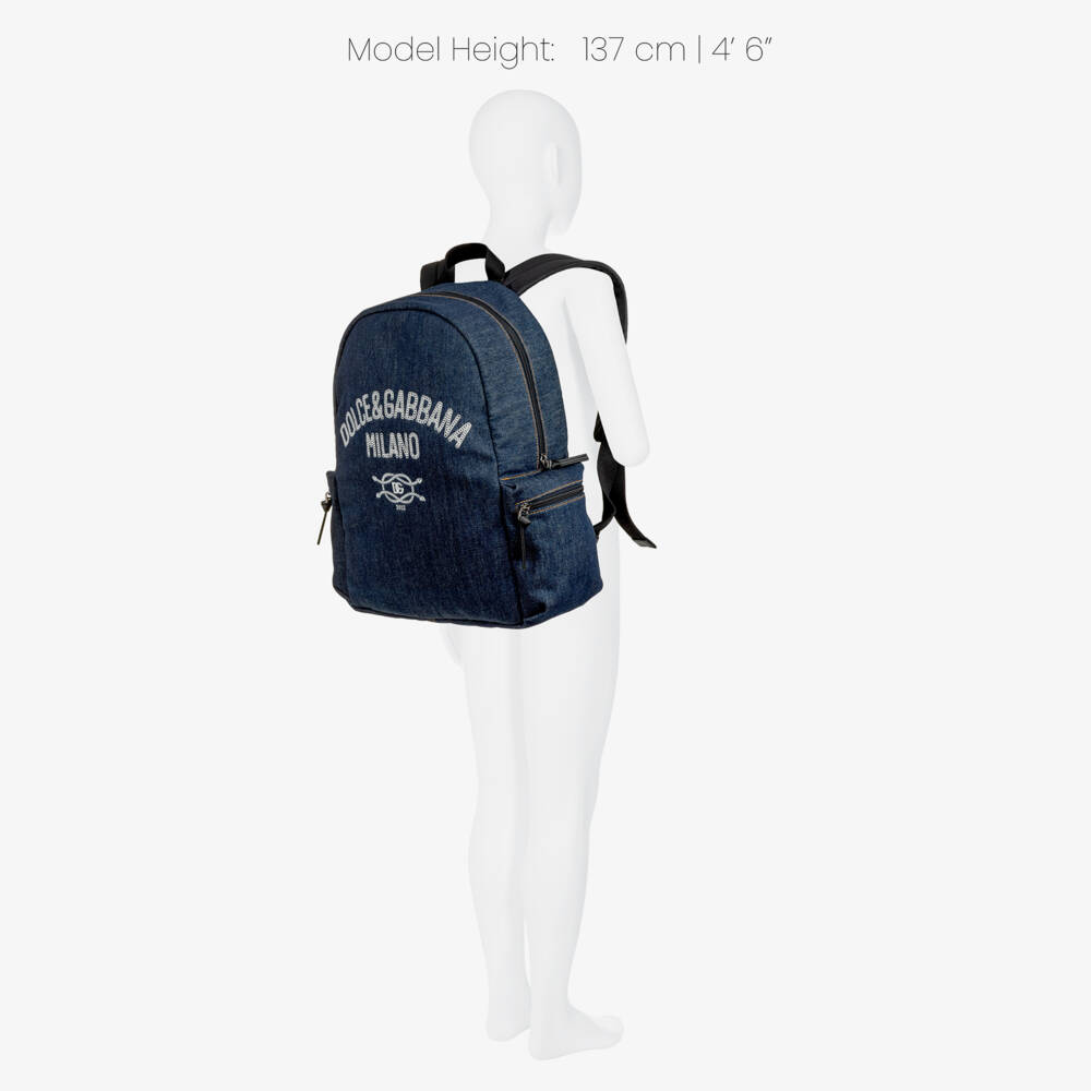Dolce & Gabbana-Boys Blue Denim Nautical Logo Backpack (41cm) | Childrensalon