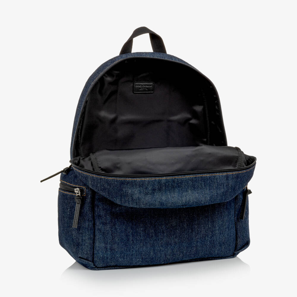 Dolce & Gabbana-Boys Blue Denim Nautical Logo Backpack (41cm) | Childrensalon