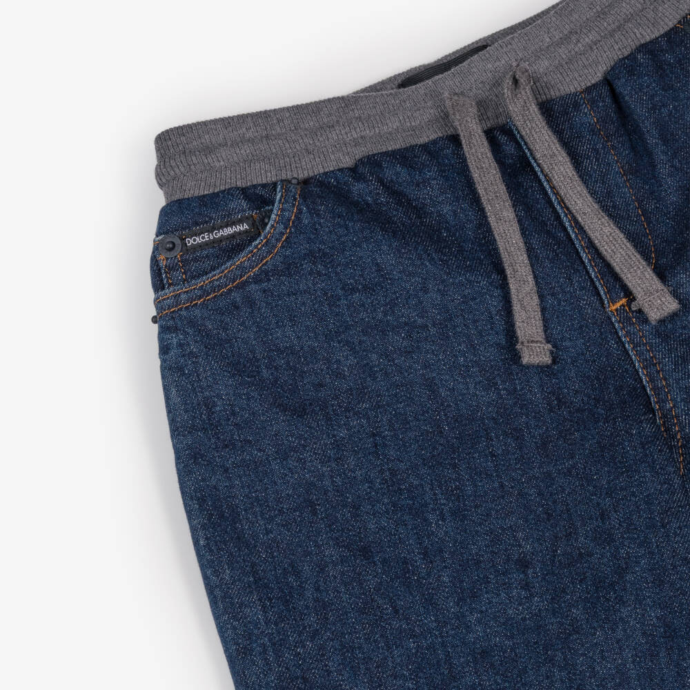 Dolce & Gabbana-Boys Blue Denim Pull-on Jeans  | Childrensalon