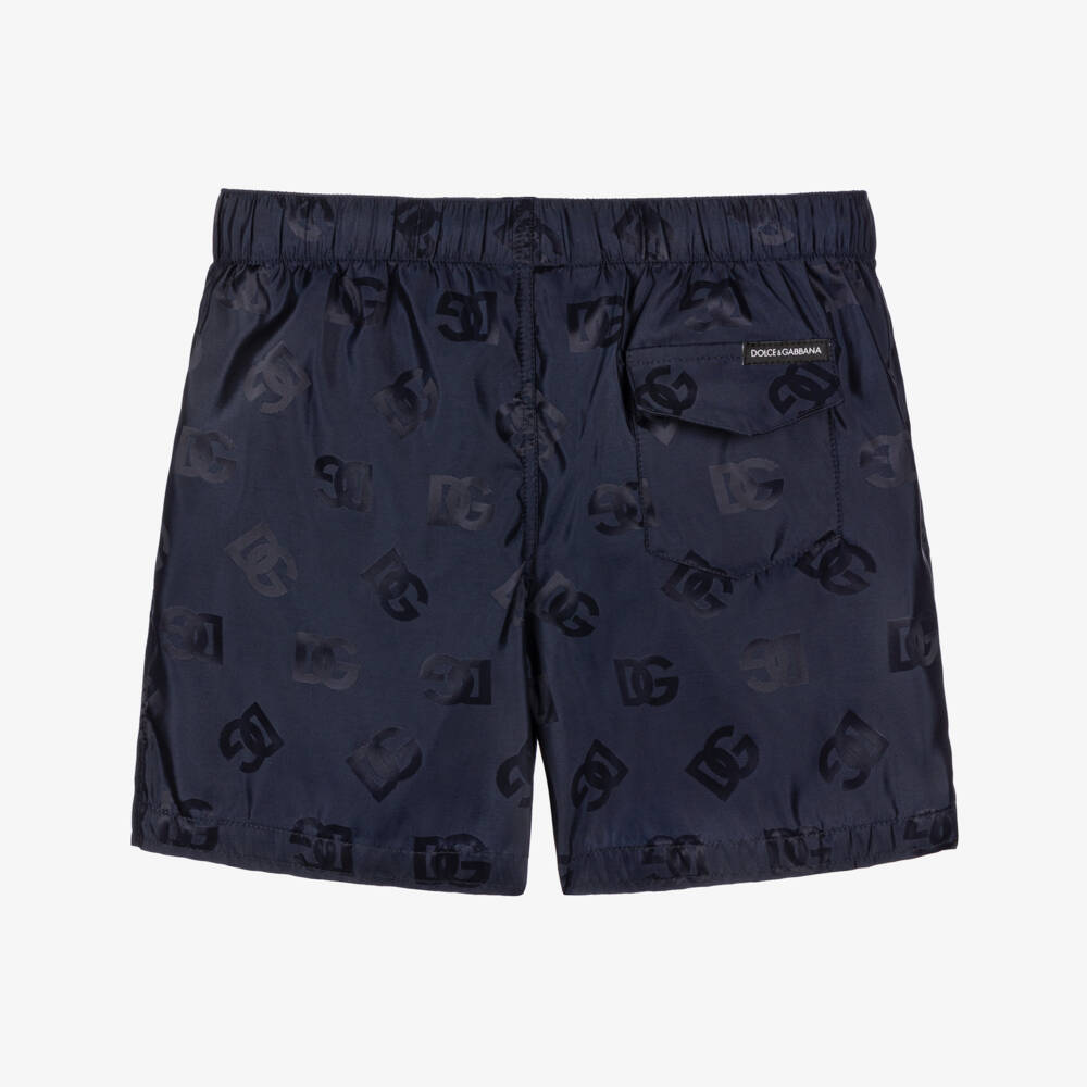 Dolce & Gabbana-Boys Blue DG Logo Swim Shorts | Childrensalon