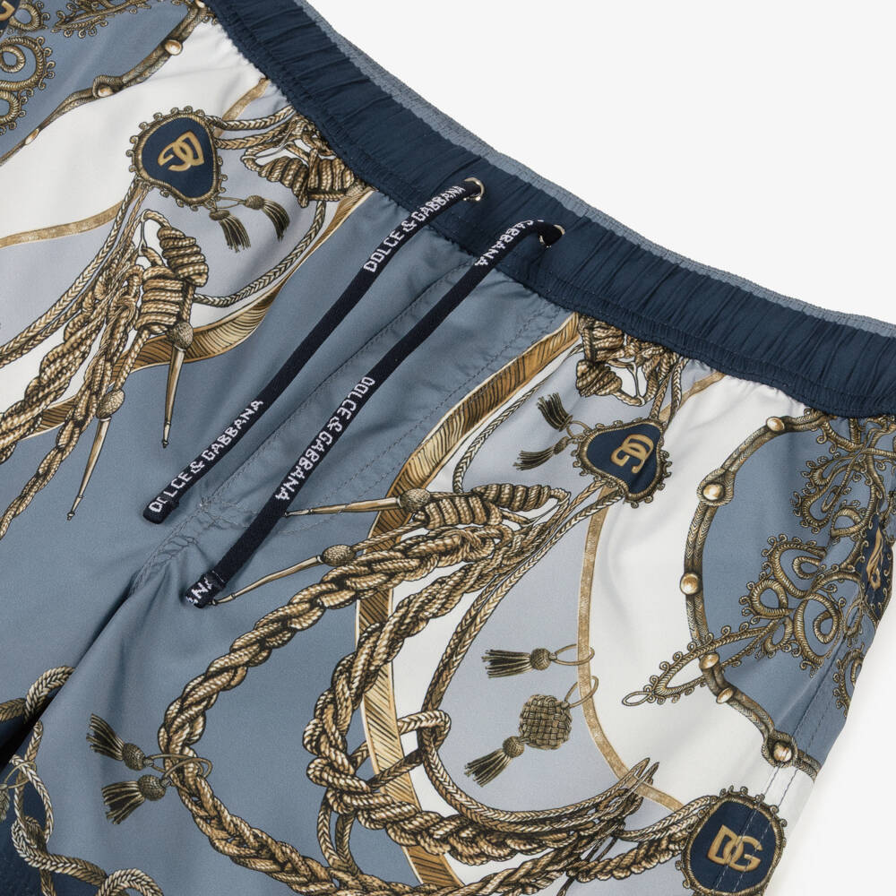 Dolce & Gabbana-Boys Blue Rope & Charm Printed Swim Shorts | Childrensalon