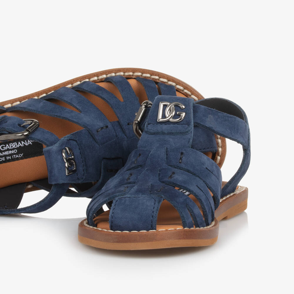 Dolce & Gabbana-Boys Blue Suede Leather Sandals | Childrensalon