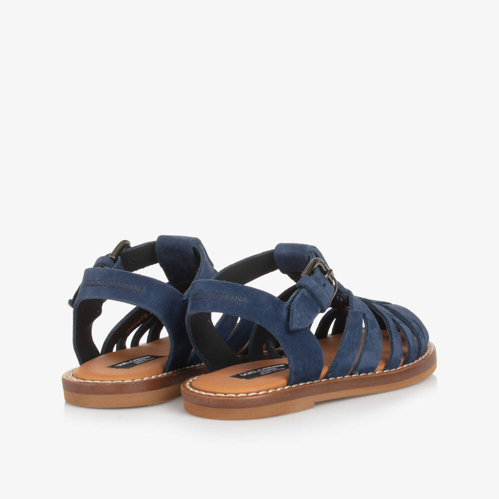 Dolce & Gabbana-Boys Blue Suede Leather Sandals | Childrensalon