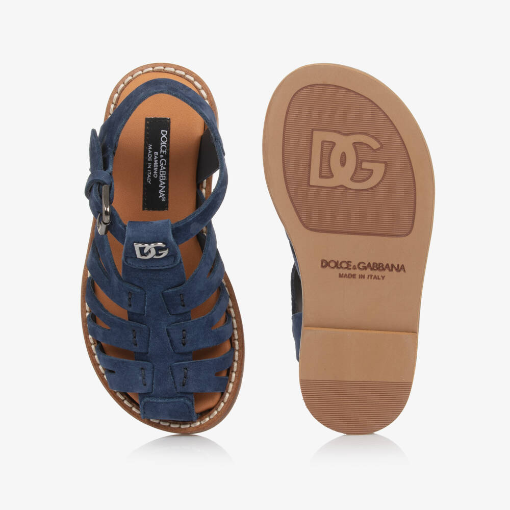 Dolce & Gabbana-Boys Blue Suede Leather Sandals | Childrensalon