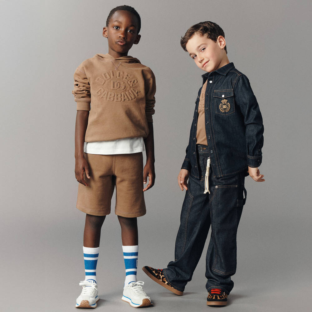 Dolce & Gabbana-Boys Brown Cotton Hoodie | Childrensalon