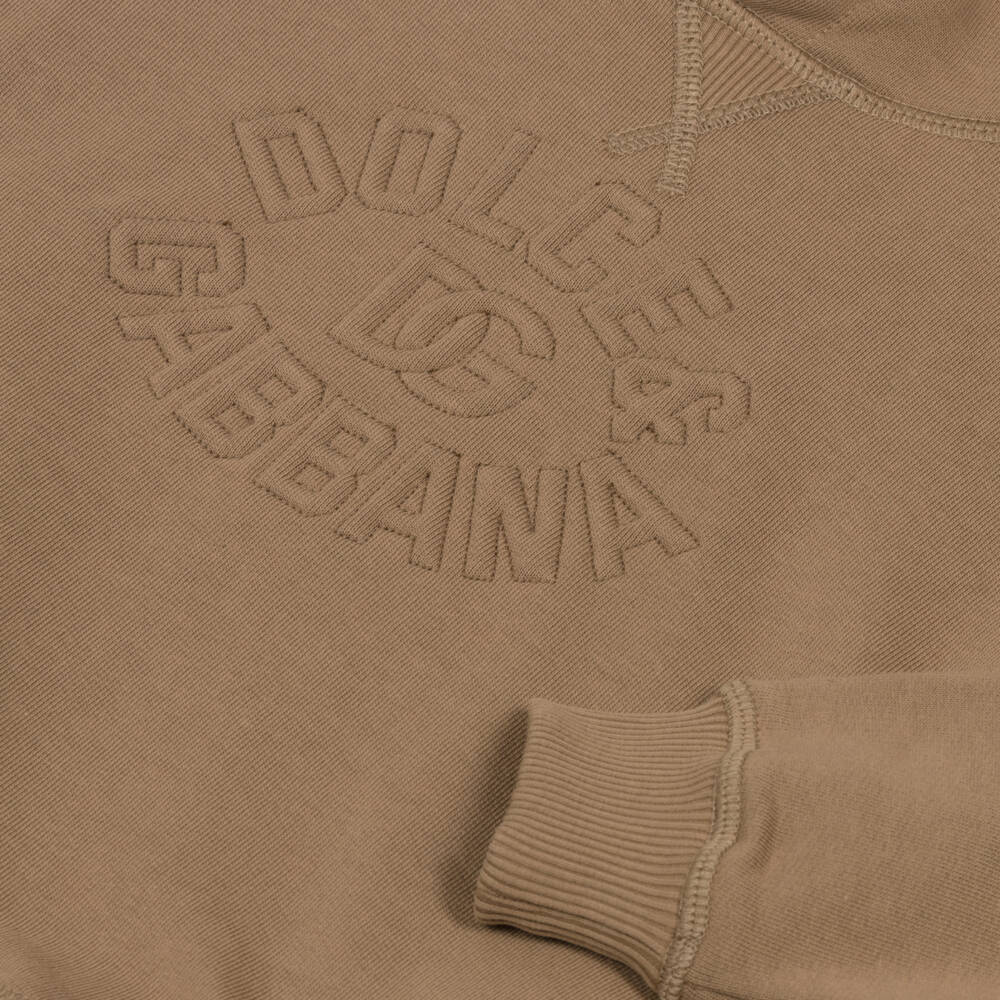 Dolce & Gabbana-Boys Brown Cotton Hoodie | Childrensalon