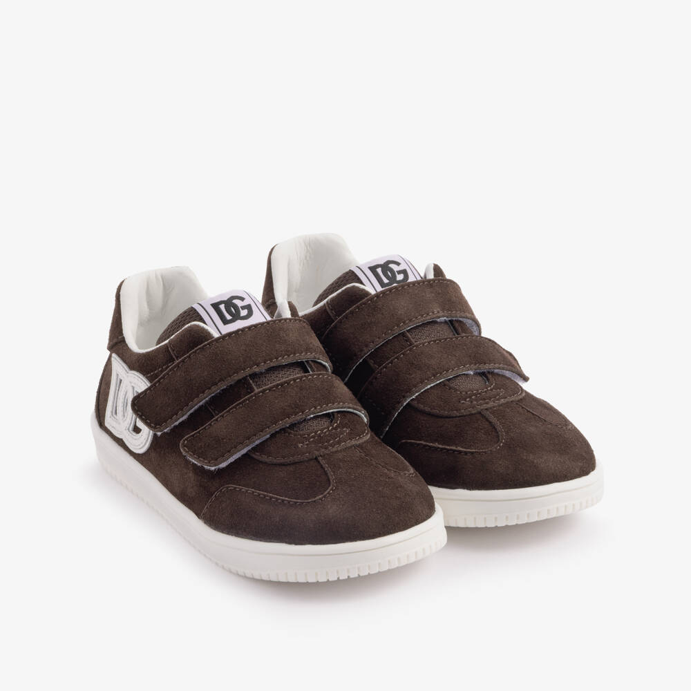 Dolce & Gabbana-Boys Brown Suede Leather DG Original Trainers | Childrensalon