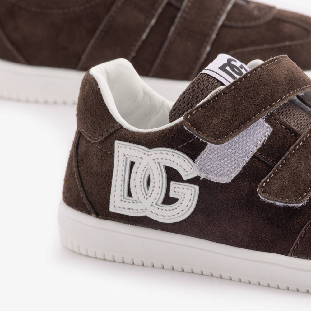 Dolce & Gabbana-Boys Brown Suede Leather DG Original Trainers | Childrensalon