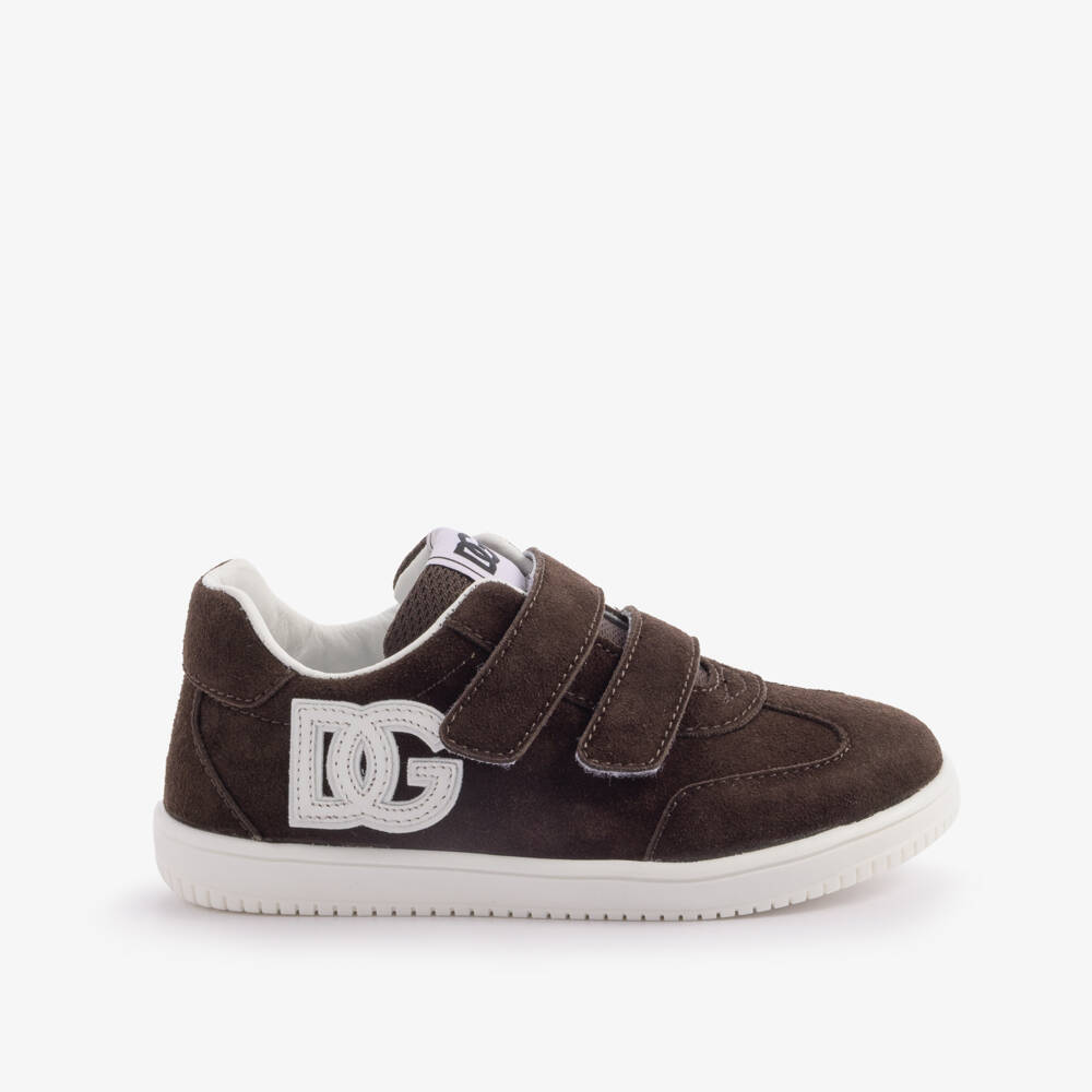 Dolce & Gabbana-Boys Brown Suede Leather DG Original Trainers | Childrensalon
