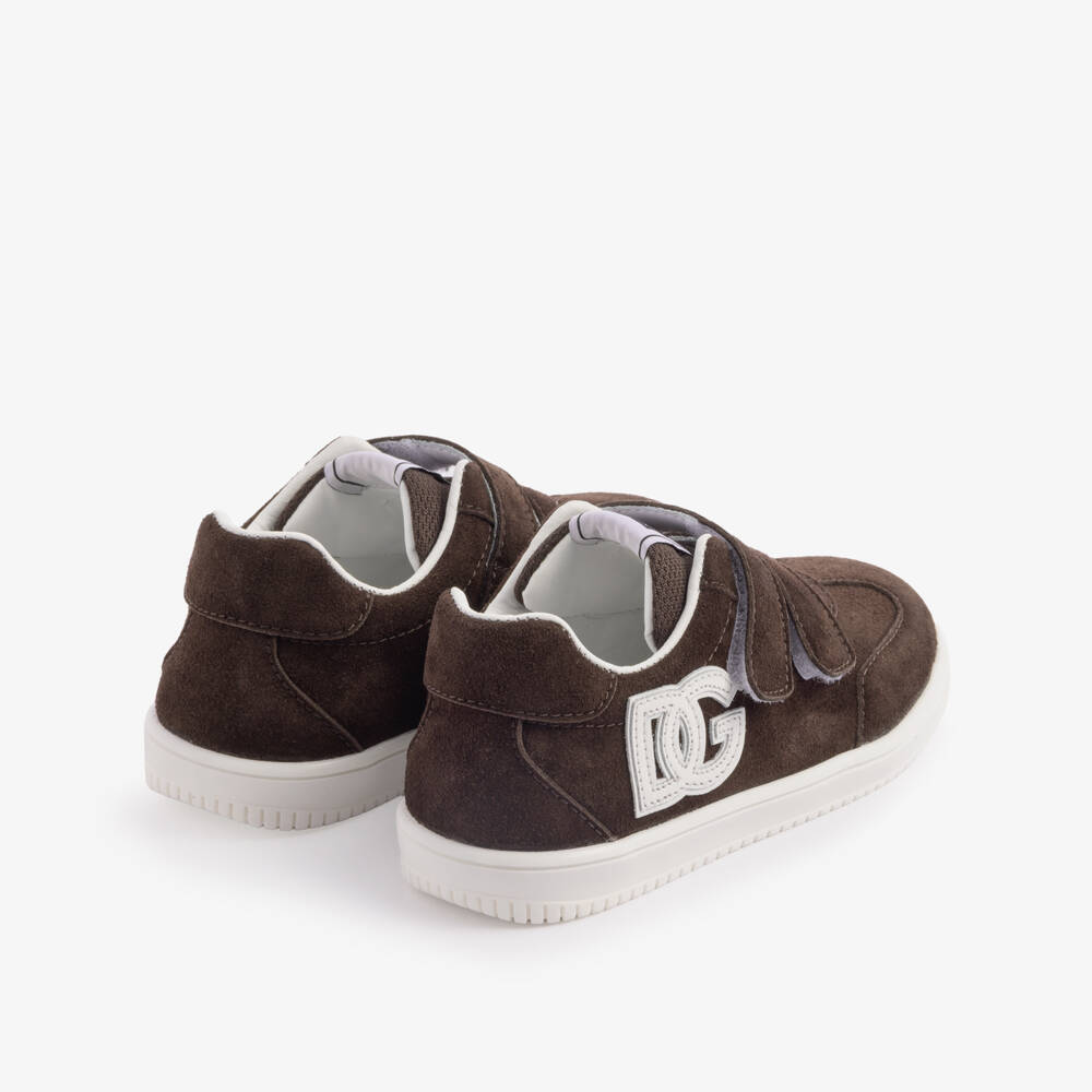 Dolce & Gabbana-Boys Brown Suede Leather DG Original Trainers | Childrensalon