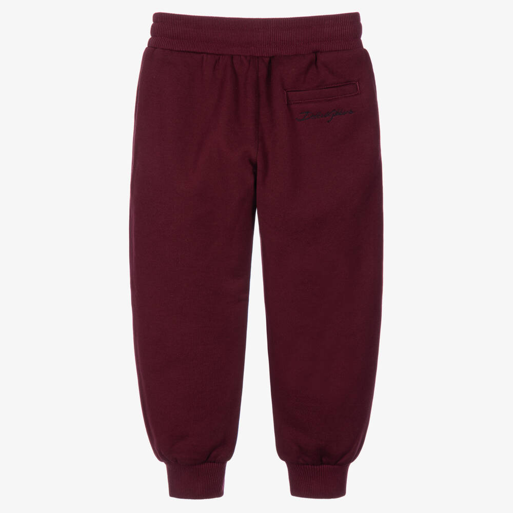 Dolce & Gabbana-Boys Burgundy Cotton Joggers | Childrensalon
