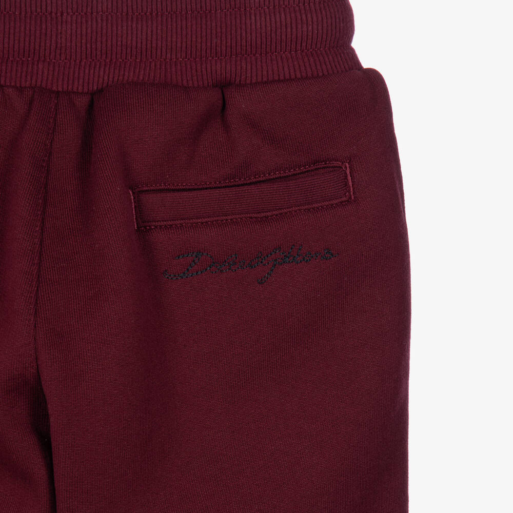 Dolce & Gabbana-Boys Burgundy Cotton Joggers | Childrensalon