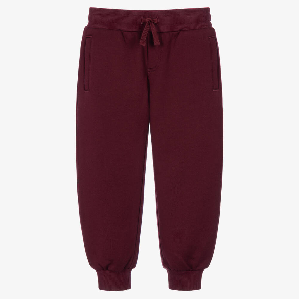 Dolce & Gabbana-Boys Burgundy Cotton Joggers | Childrensalon