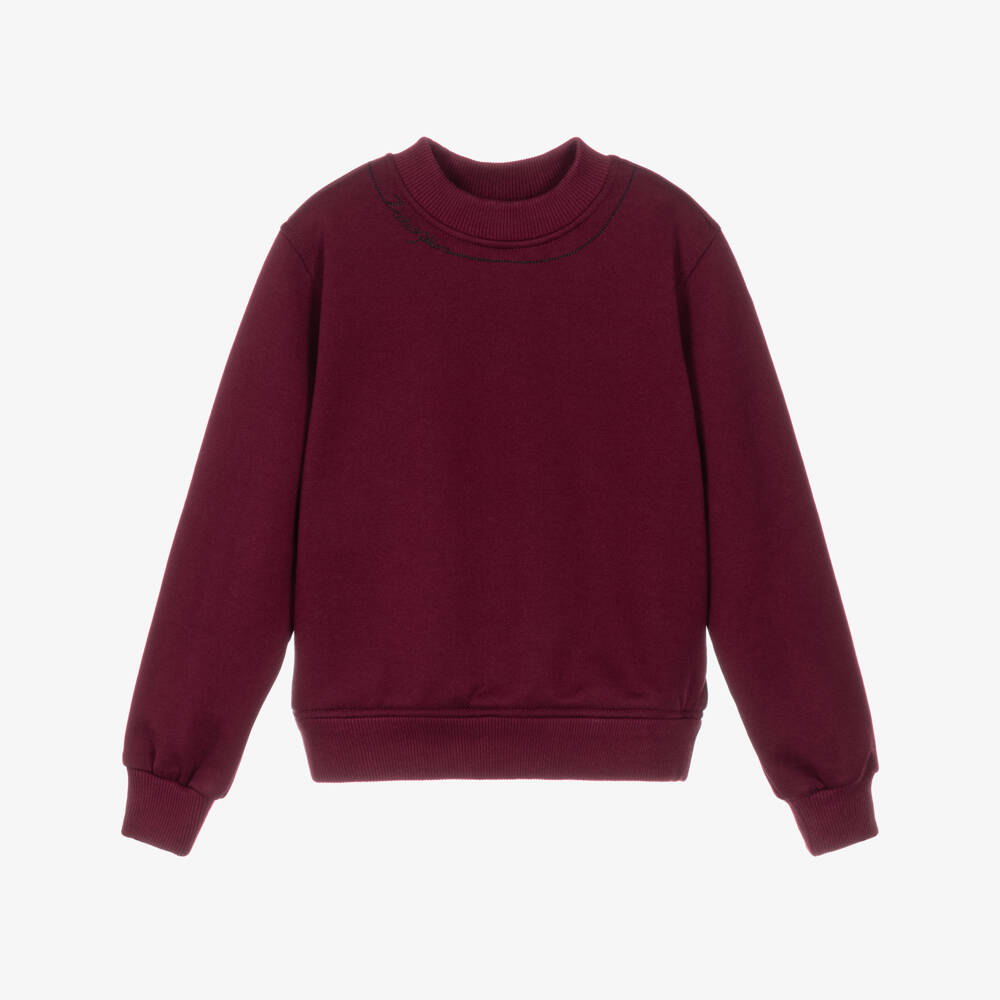 Dolce & Gabbana-Boys Burgundy Cotton Sweatshirt with Logo Embroidery | Childrensalon