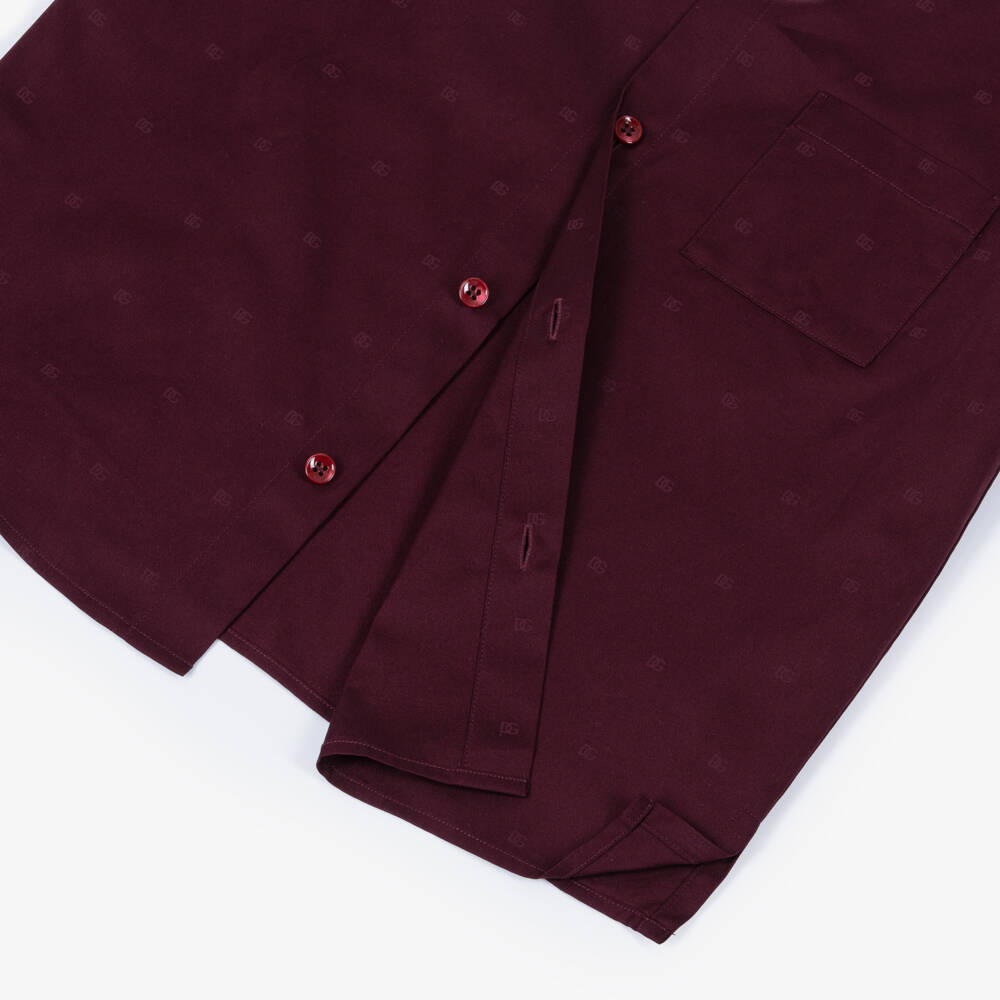 Dolce & Gabbana-Boys Burgundy Red Cotton Shirt with Tonal DG Logos | Childrensalon
