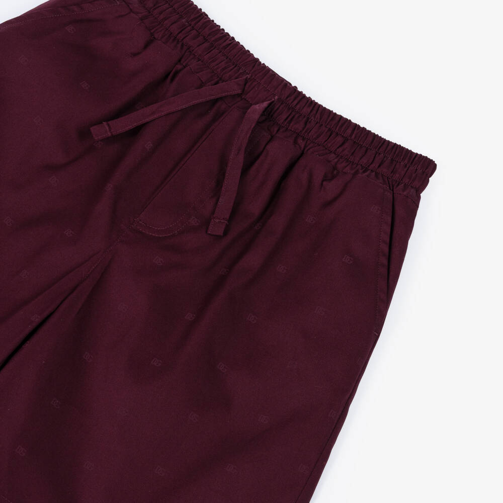 Dolce & Gabbana-Шорты из хлопка бордовые с логотипами DG для мальчиков | Childrensalon