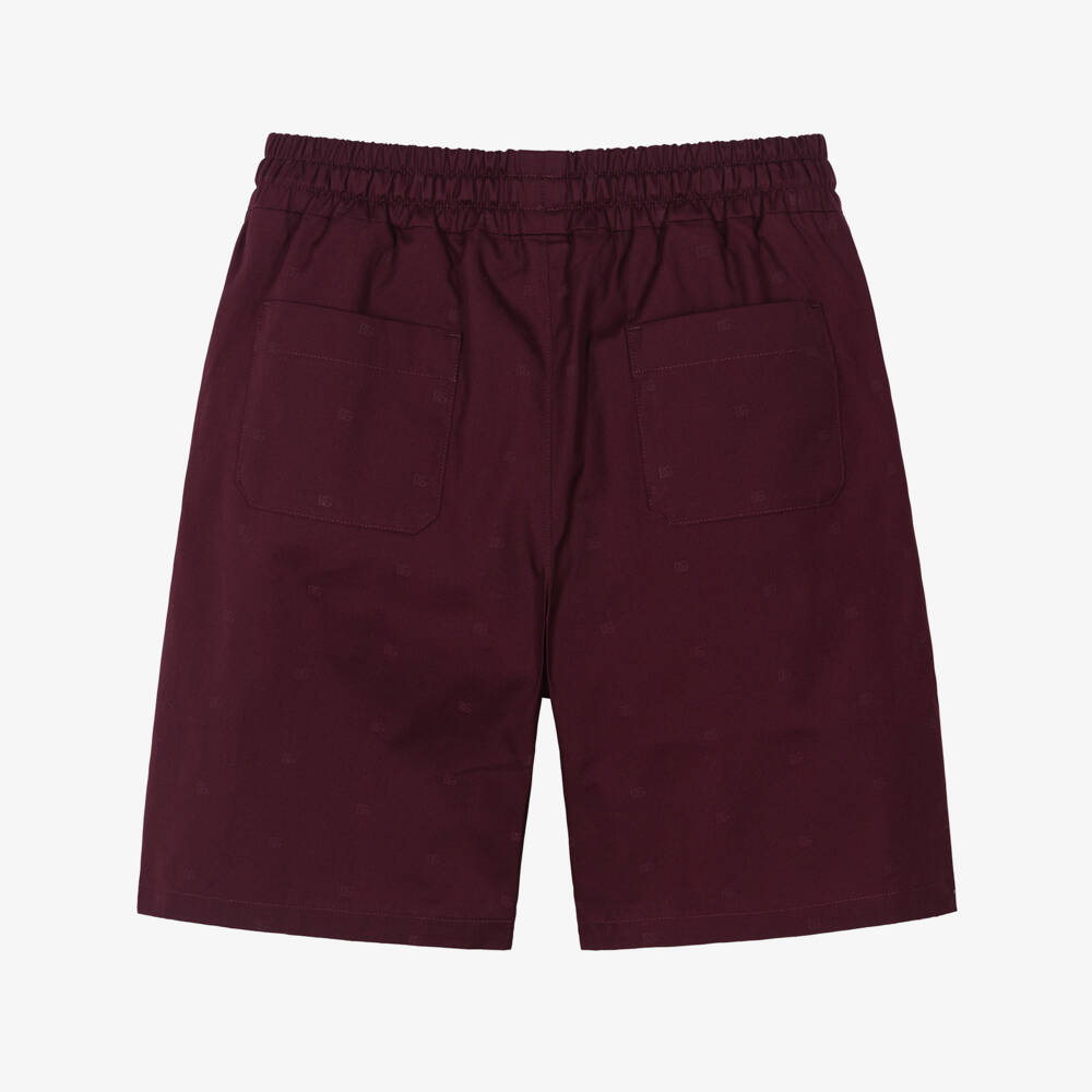Dolce & Gabbana-Шорты из хлопка бордовые с логотипами DG для мальчиков | Childrensalon