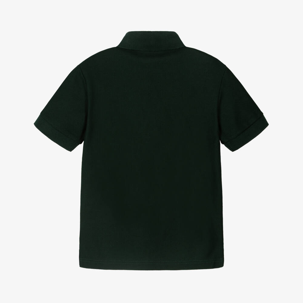 Dolce & Gabbana-Boys Dark Green Cotton Piqué Polo Shirt with Crest Logo | Childrensalon