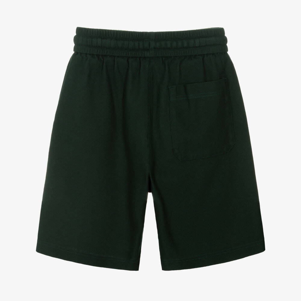 Dolce & Gabbana-Boys Dark Green Cotton Piqué Shorts with Crest Logo | Childrensalon