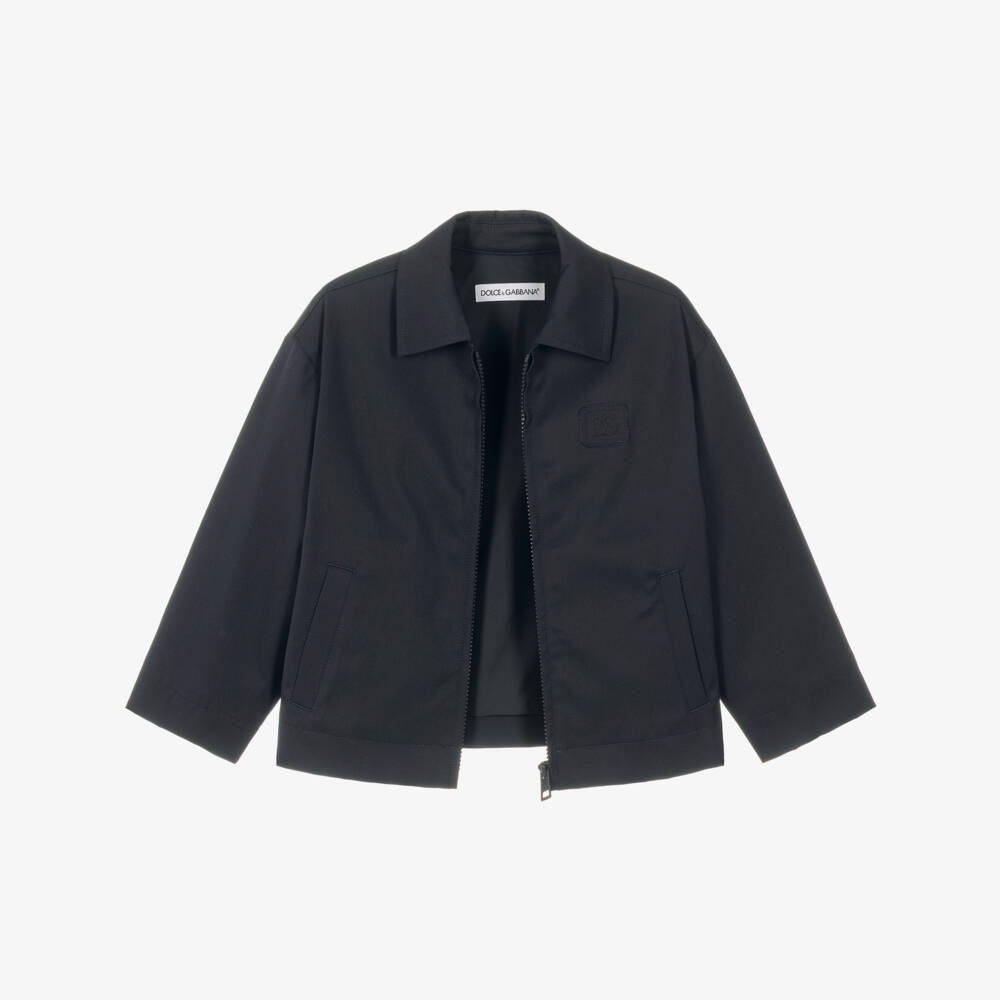 Dolce & Gabbana-Boys Dark Navy Blue Zip-Up Jacket | Childrensalon