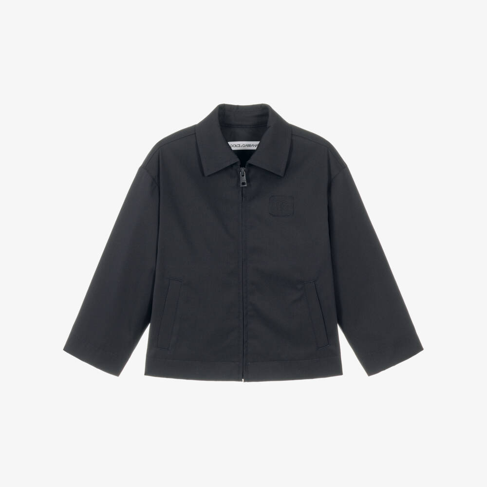Dolce & Gabbana-Boys Dark Navy Blue Zip-Up Jacket | Childrensalon
