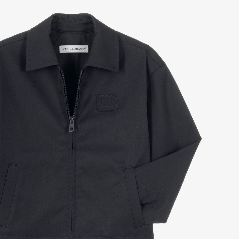 Dolce & Gabbana-Boys Dark Navy Blue Zip-Up Jacket | Childrensalon
