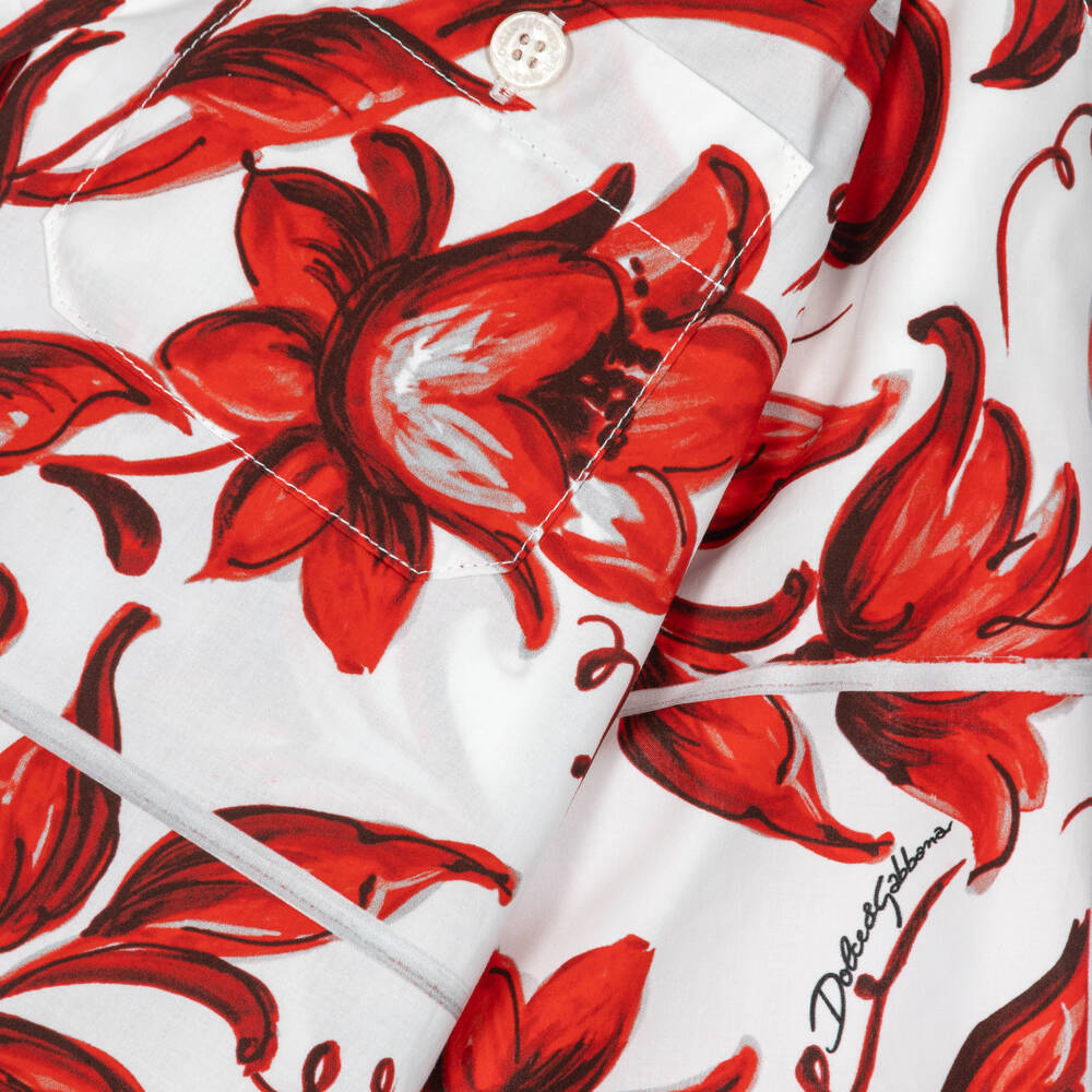 Dolce & Gabbana-Boys Dark Red & White Majolica Print Shorts | Childrensalon