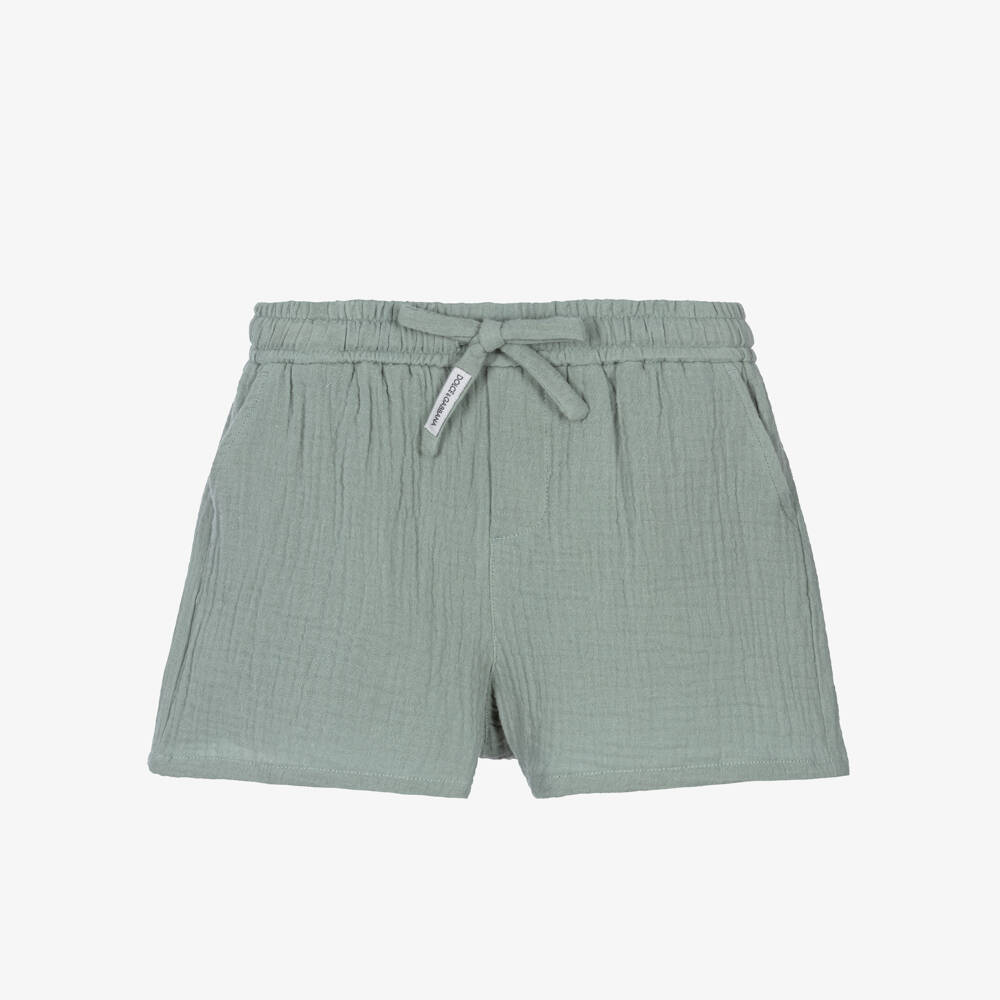 Dolce & Gabbana-Boys Green Cotton Muslin Drawstring Shorts | Childrensalon