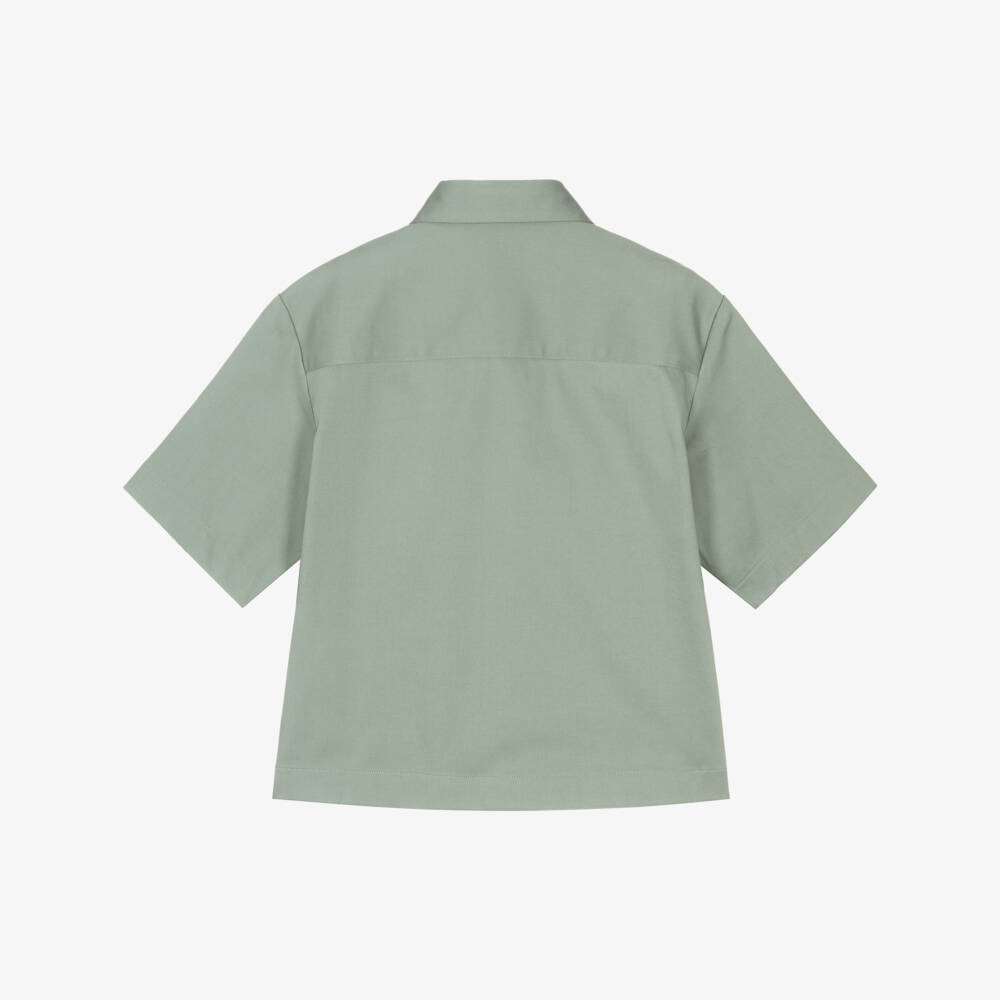 Dolce & Gabbana-Boys Green Cotton Sateen DG Logo Shirt | Childrensalon