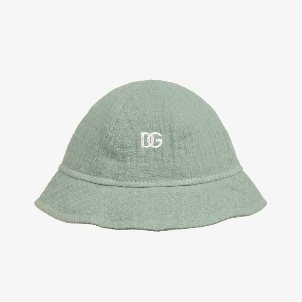 Dolce & Gabbana-Boys Green Muslin DG Logo Hat | Childrensalon