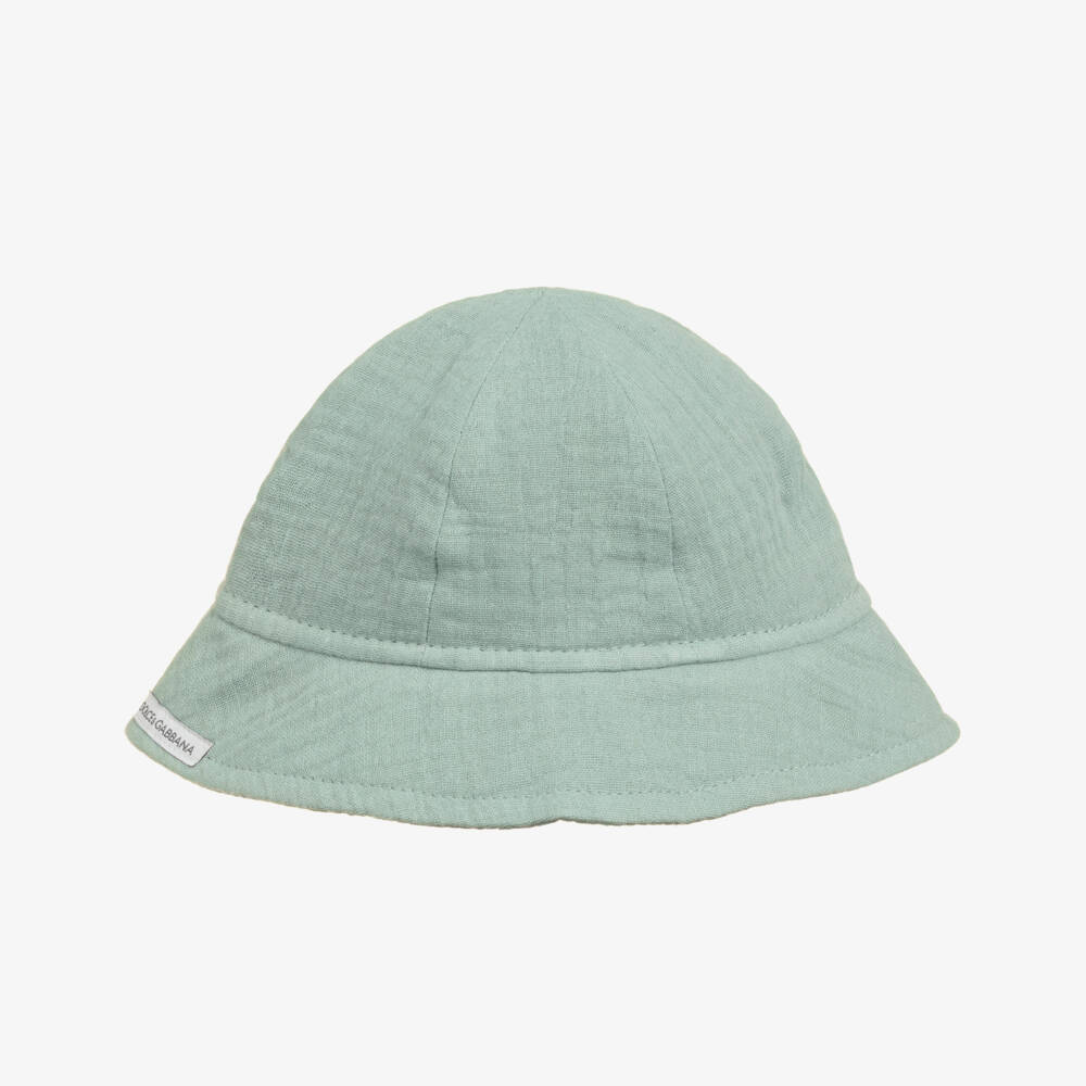 Dolce & Gabbana-قبعة بشعار DG قماش موسلين لون أخضر للأولاد | Childrensalon