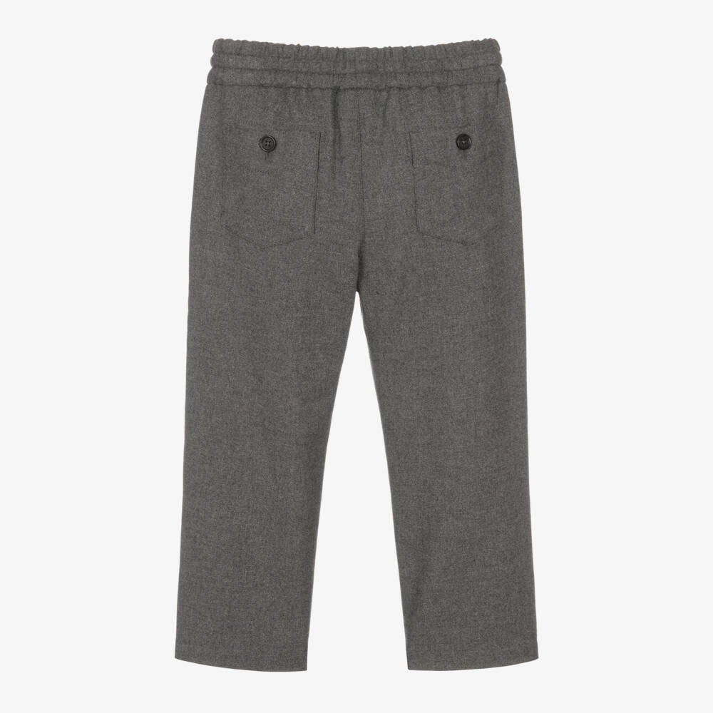 Dolce & Gabbana-Boys Grey Brushed Twill  Drawstring Trousers | Childrensalon