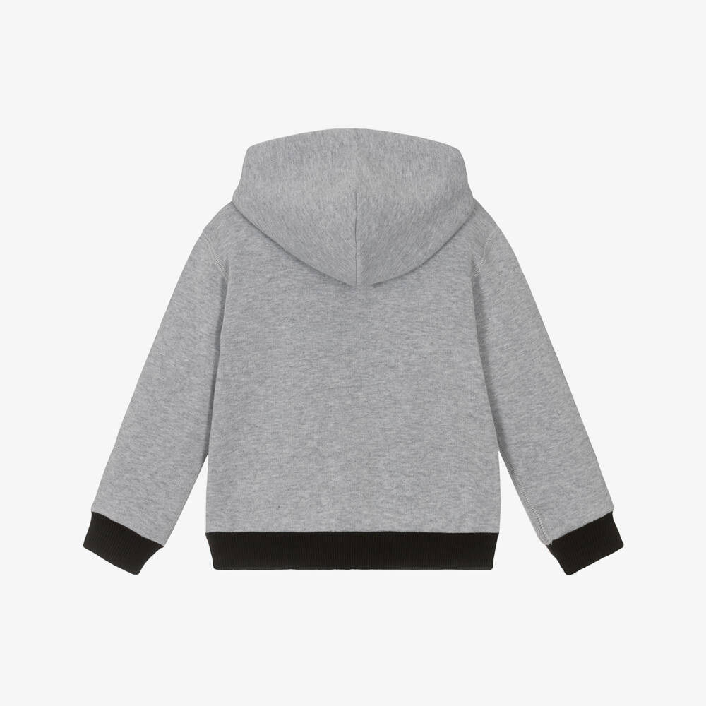 Dolce & Gabbana-Boys Grey Cotton Jersey Hooded Zip-Up Top | Childrensalon