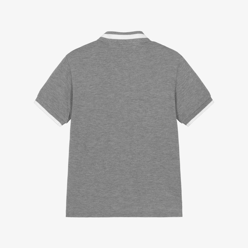 Dolce & Gabbana-تيشيرت بولو قطن بشعار مطرز لون رمادي للأولاد | Childrensalon