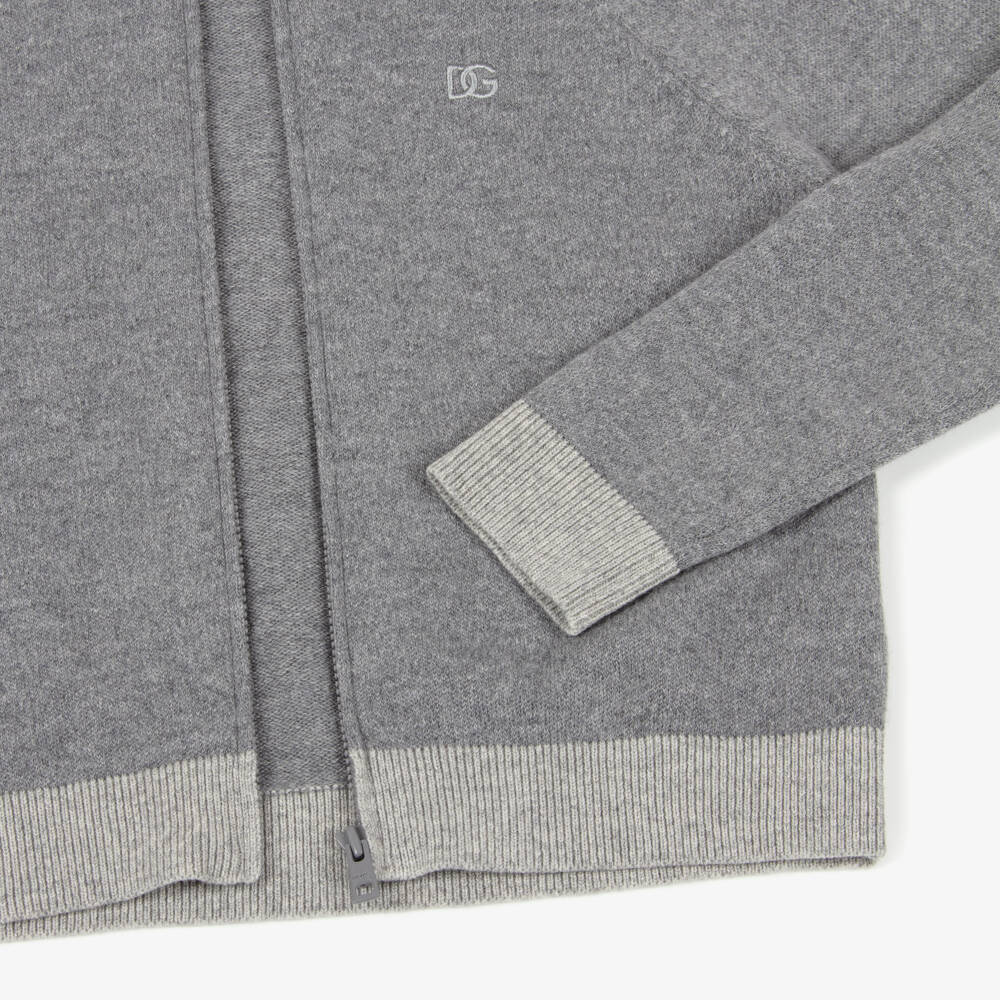 Dolce & Gabbana-Топ серый трикотажный из шерсти и кашемира на молнии для мальчиков | Childrensalon