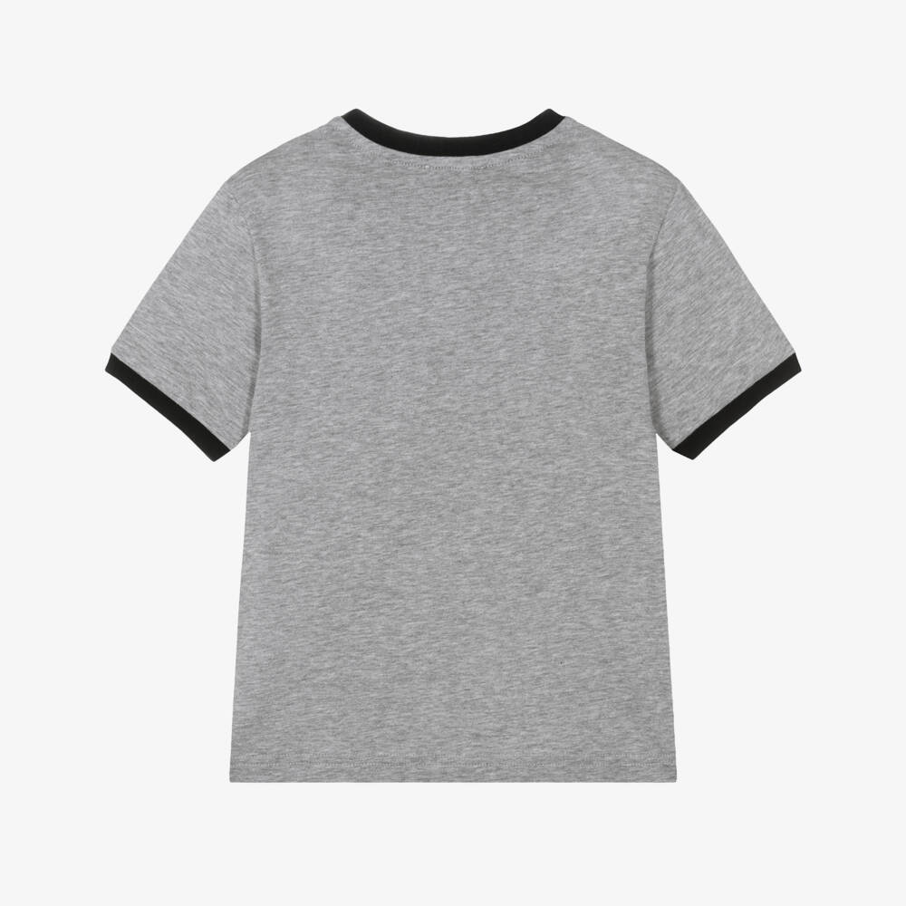 Dolce & Gabbana-Boys Grey Marl Cotton Varsity Logo T-Shirt | Childrensalon