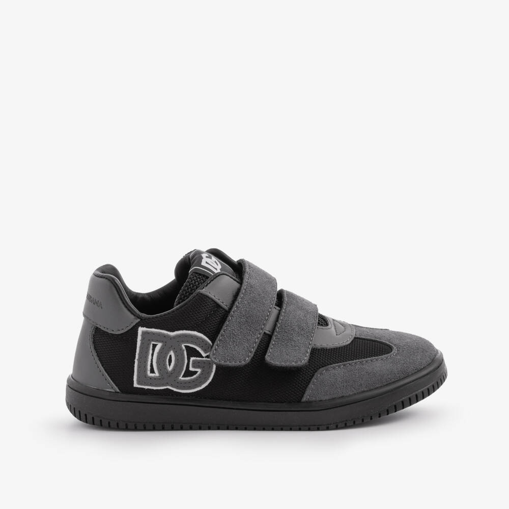 Dolce & Gabbana-Boys Grey Suede & Black Mesh DG Original Trainers | Childrensalon