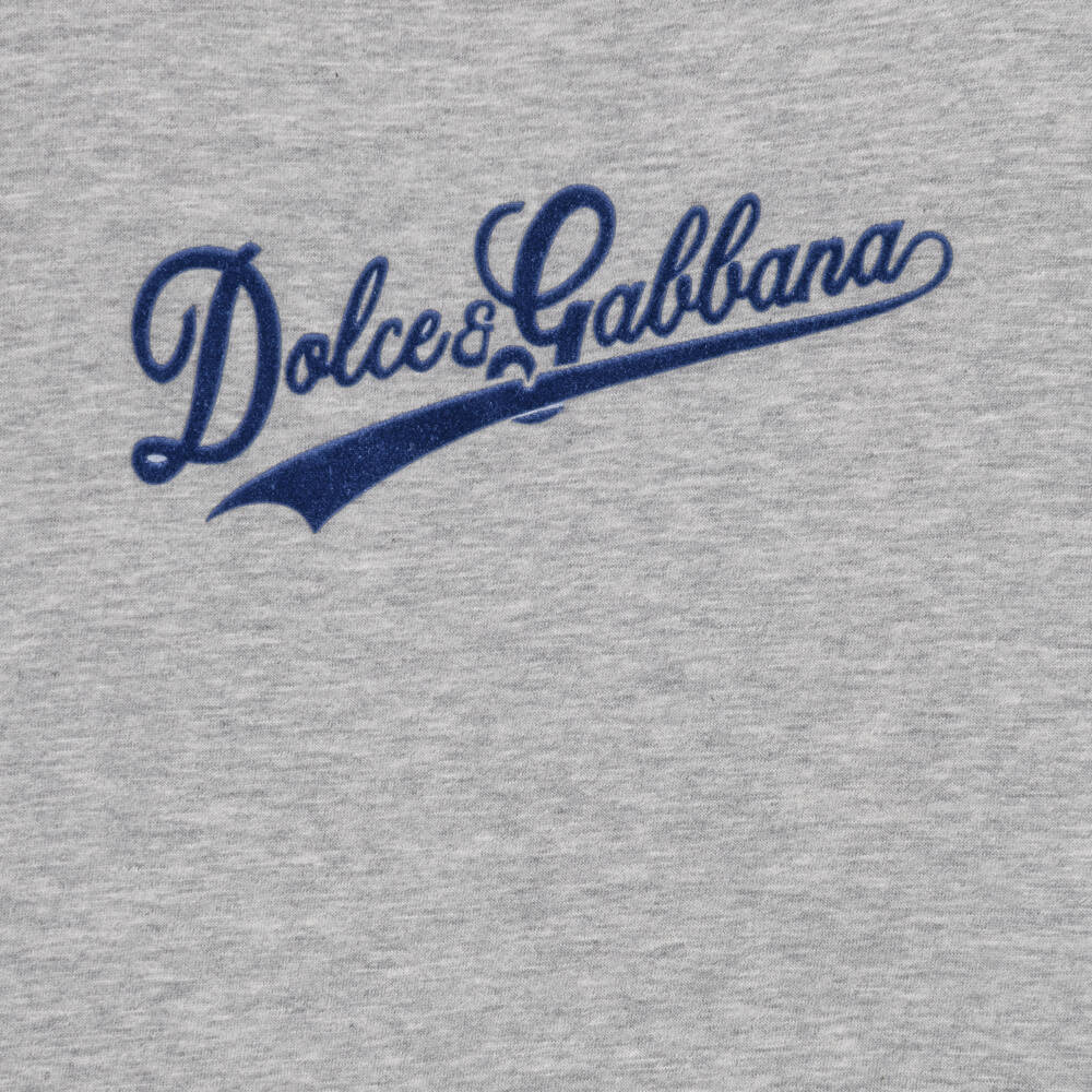 Dolce & Gabbana-Boys Grey Varsity Script T-Shirt | Childrensalon