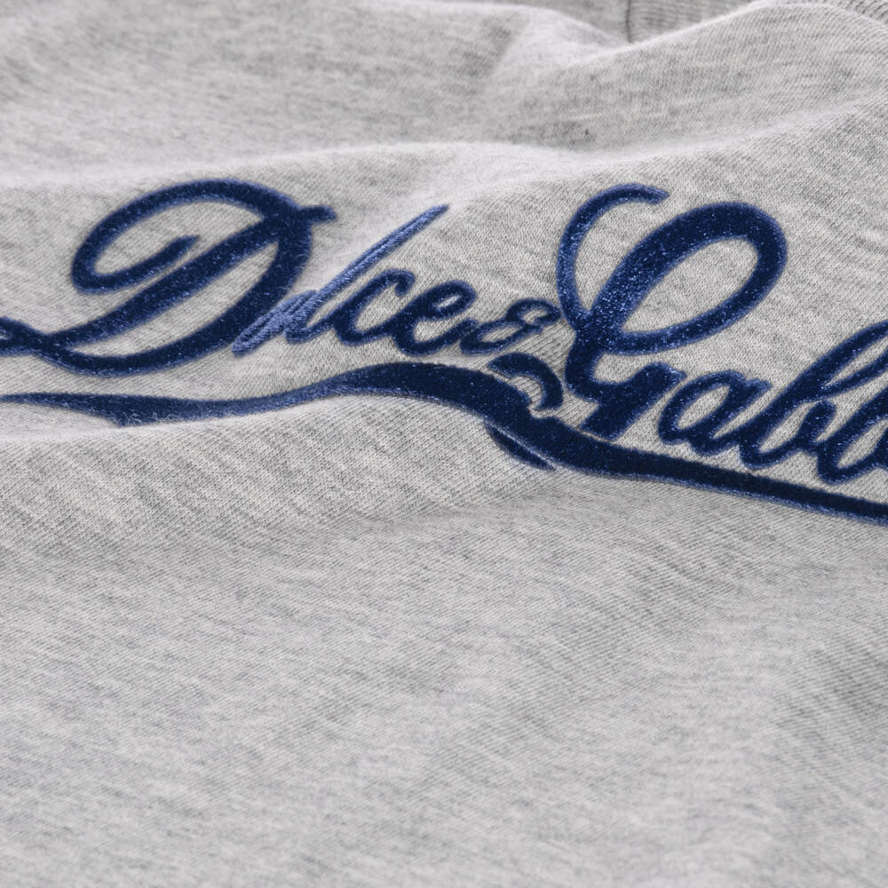 Dolce & Gabbana-Boys Grey Varsity Script T-Shirt | Childrensalon