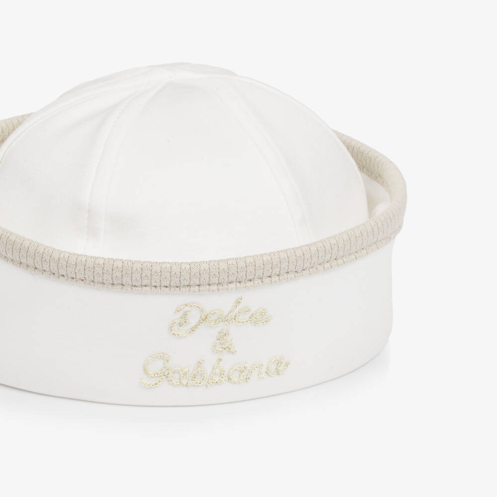 Dolce & Gabbana-Boys Ivory & Beige Cotton Sailor Hat | Childrensalon