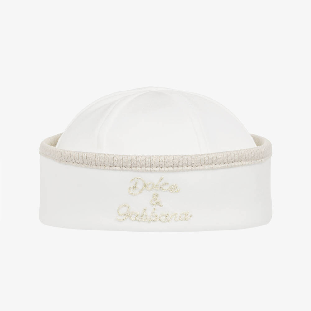 Dolce & Gabbana-Boys Ivory & Beige Cotton Sailor Hat  | Childrensalon